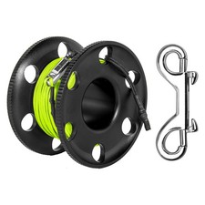 100FT Scuba Diving Reel with Bolt Snap, Aluminum Alloy Finger Spool with Brai...