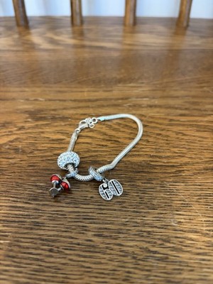 925 Sterling Silber Bettelarmband mit 3 Charms