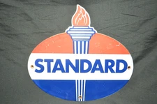 VTG Standard Gasoline Advertising Sign Porcelain Torch Gas Pump Plate 12” X 11"