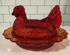 Vintage Mosser Red Orange Yellow Hen on Nest   UV Reactive — photo 1