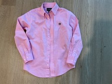 Ralph Lauren Boys Pink Oxford Button up Shirt Age 10 EUC
