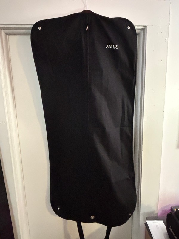 Amiri Black Canvas Folding Garment Bag 50”x24” Snap Buttons Designer Travel Logo