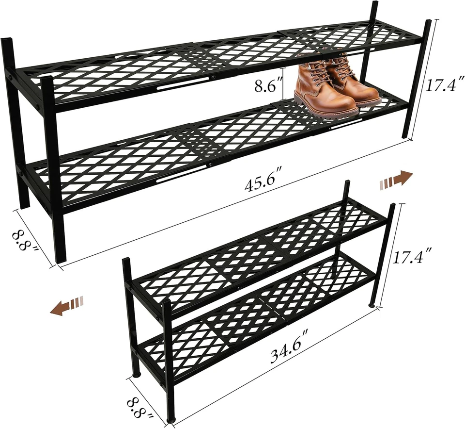 Zapatero para Armario, Organizador de Zapatos Expandible Soporte de Estante de Metal, Pila de 2 Niveles Foto 3 de 4