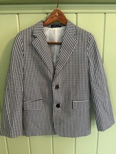 Navy White Gingham Blazer Izod Youth Size 7 Boys