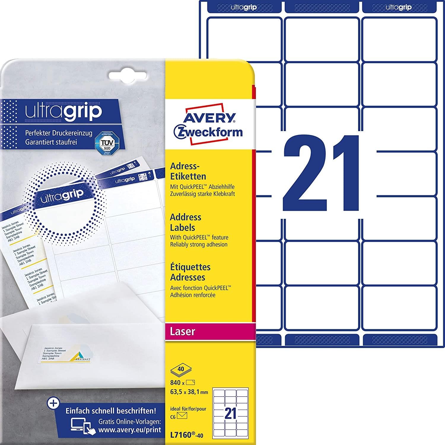 Étiquettes de marquage Avery L7160-40 pour organiser vos classeurs et expédier sans bavure