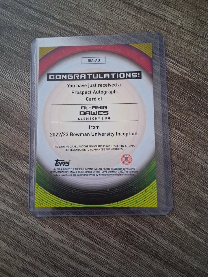 Al-Amir Dawes 2022-23 Bowman U Inception Orange Foil 1/25 AUTO  - Image 2 of 2