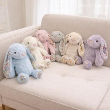 Floral Fabric Bunny Plush Toy Soft Stuffed Animal Pastel Easter Gift