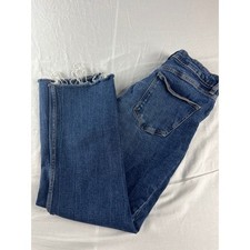 Zara Jeans Womens 6 Blue High Rise Straight Leg Raw Hem Denim 3643/017/401/38