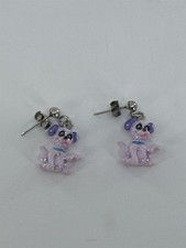 Small Purple Glittery Puppy Dog Dangle Earrings Girl's/Teen's Earrings