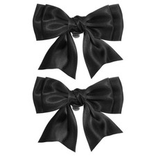 2Pcs Women Bow Shoe Clips Satin Elegant Detachable Bowknot Shoe Clips Black