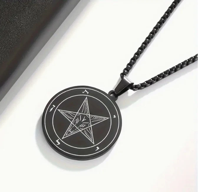 Collar Colgante Sello de Baphomet Pentagrama Invertido Satanás Cabra Diablo Lucifer Foto 3 de 4