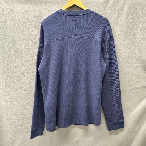 Levi's Camicia Termica Uomo Blu Medio Manica Lunga Maglia Waffle Vestibilità Relaxed NUOVA - Foto 4 di 10