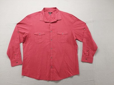 Alfani Men Shirt XXL Red Chest Pocket Long Sleeve Collared Button Up Comfort