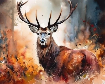 TISHIRON Paint by Number Majestic Red Deer Stag for Adults DIY Artwork-03