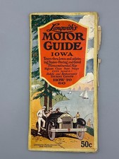1924 Langwith's IOWA Motor Guide MAP Advertising NORTHLAND OIL Antique