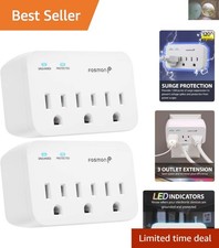 Portable 3-Outlet Surge Protector - 1200 Joules for Fridge, Microwave, Washer