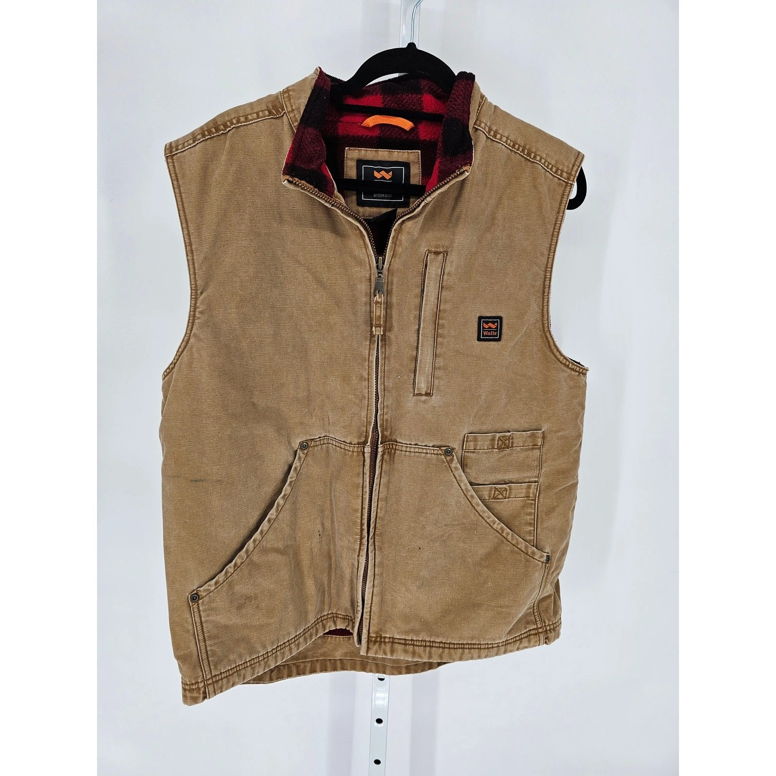 Walls Outdoor YE341 Unisex Vintage Pecos Duck Vest in washed pecan Sz L