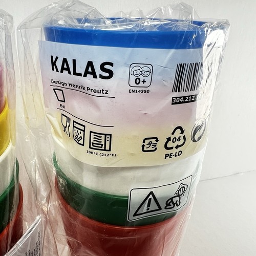 2 Packages Of 6 Ikea Kalas 304.212.97 Tumbler Assorted Colors Kids Cups - Picture 4 of 5