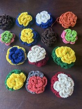 14 Handmade crochet Flower Appliques mix size, multi color sewing craft