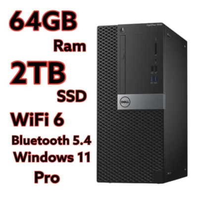 Dell OptiPlex 7040 MT | i7-6700 | 64GB DDR4 | 2TB SSD | Win 11 Pro | WiFi 6 | BT