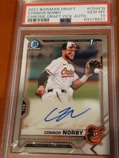 2021 Bowman Draft Connor Norby Auto #CDA-CN PSA 10 GEM MINT 1st Bowman Chrome...