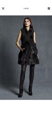 Karen Millen Black Reversible Shearling & Leather Gilet Medium