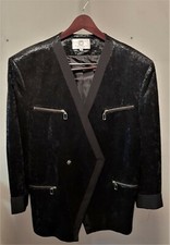 TROPHY JACKET COMPANY SIZE 48 BLACK TUXEDO STYLE DOUBLE BREASTED MEN'S JACKET