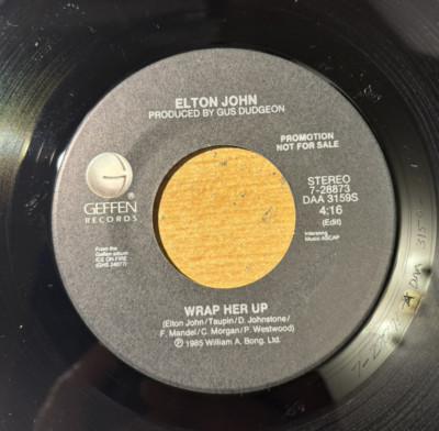 ELTON JOHN FEAT. GEORGE MICHAEL * WRAP HER UP * US PROMO SINGLE GEFFEN 7-28873