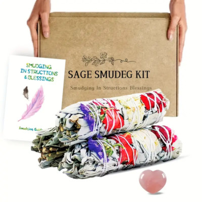 3 Stück White Sage Smudge Sticks 10,16 cm Reinigung Meditation Yoga Rosenquarz Handfläche