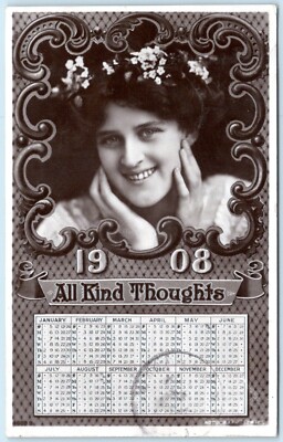 Postcard RPPC 1908 Calendar Woman Rotograph Sent From Shenandoah Iowa ...