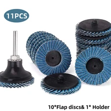 11PCS 2 Inch Flap Discs 60 Grit Twist Roll Lock Sanding Discs W/2“ Pads Holder
