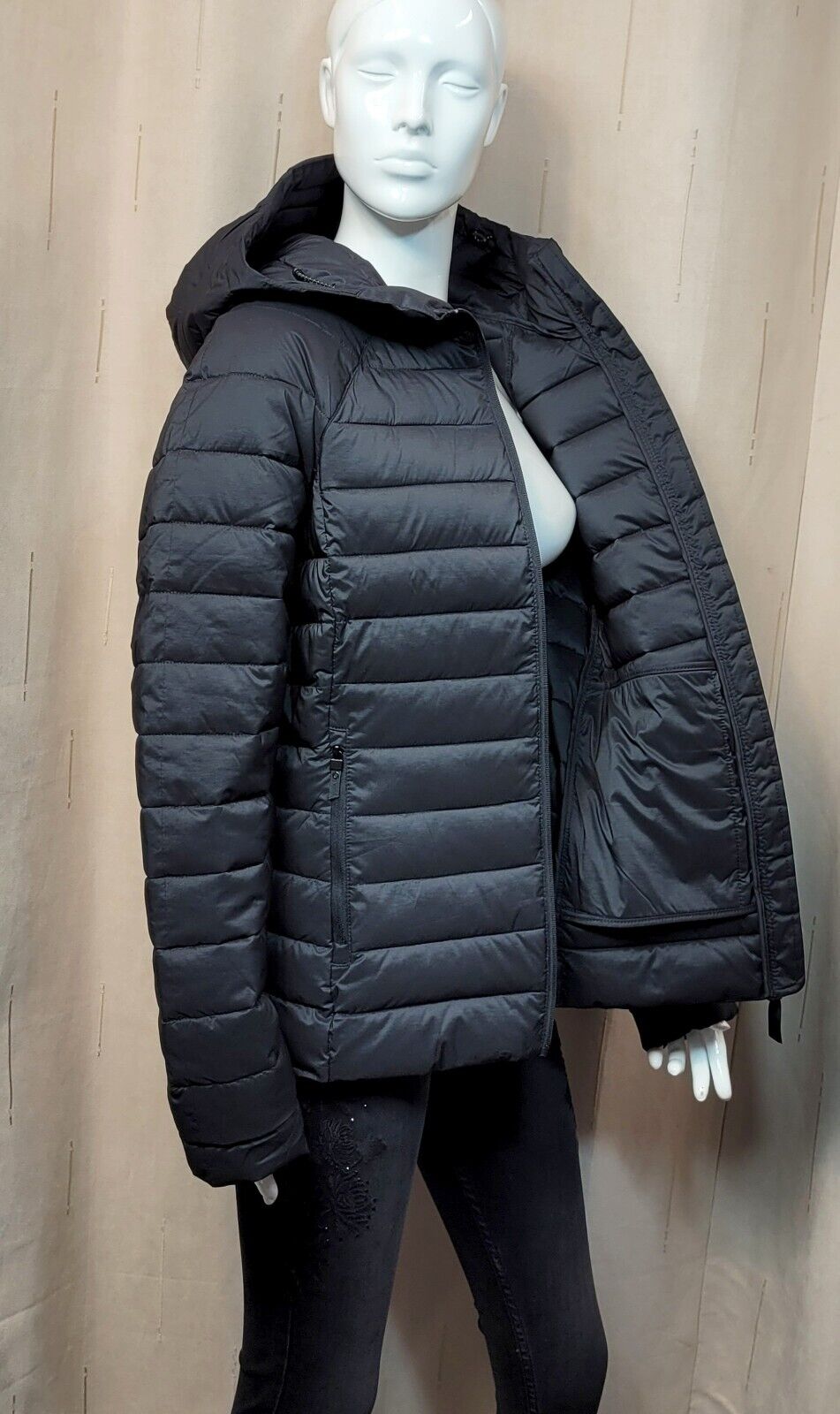 M&S GOODMOVE Stormwear QUILTED Hooded JACKET ~ Size 14 ~ BLACK | eBay