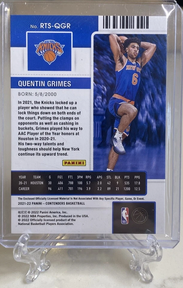 2021-2022 Contenders Basketball Quentin Grimes Rookie Ticket Patch No. RTS-QGR - Image 2 of 2