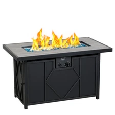 BALI OUTDOORS Propane Fire Pit 42" Rectangular Gas Fire Pit Table 60000BTU Glass