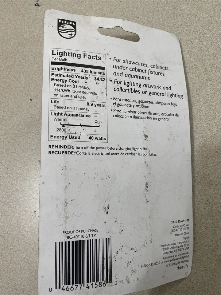 3 Philips 40W T10 Clear Standard Base Bulbs - Image 3 of 3