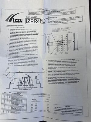 Izzy Industries IzPR4FD Circuit Breaker Mounting Hardware