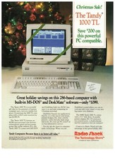 1989 Tandy 1000 TL Radio Shack Computer Christmas Vintage Print Advertisement