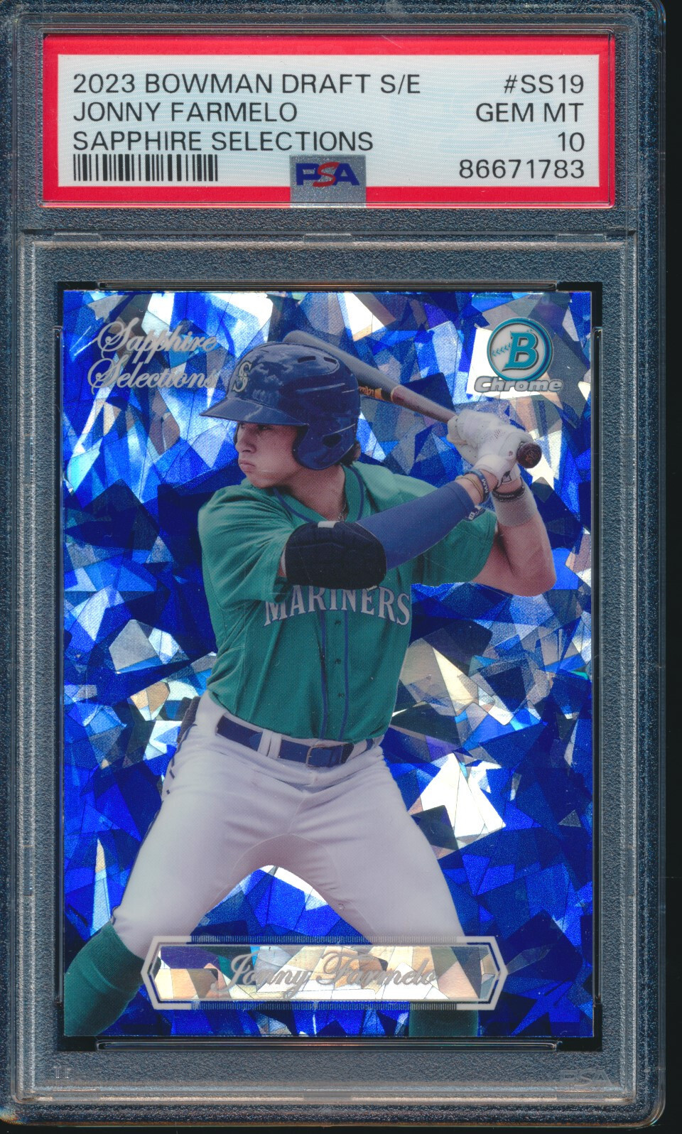PSA 10 JONNY FARMELO 2023 Bowman Chrome SAPPHIRE SELECTIONS Refractor GEM MINT