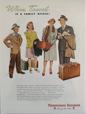 1946 vintage Pennsylvania railroad print ad, Post World War II ad.