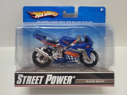 New 2009 Hot Wheels 1:18 Street Power Race Bike Motorcycle Blue/Orange