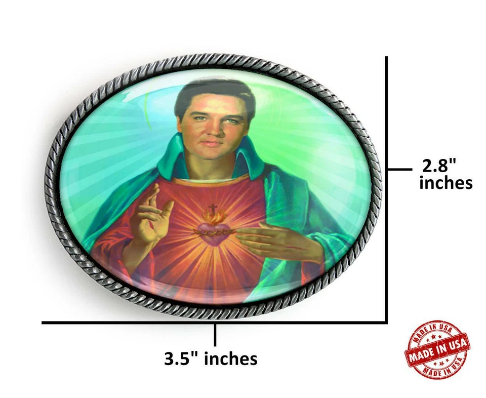 Elvis Christ Sacred Heart Handmade Artisan Rockabilly Belt Buckle - Image 3 of 4