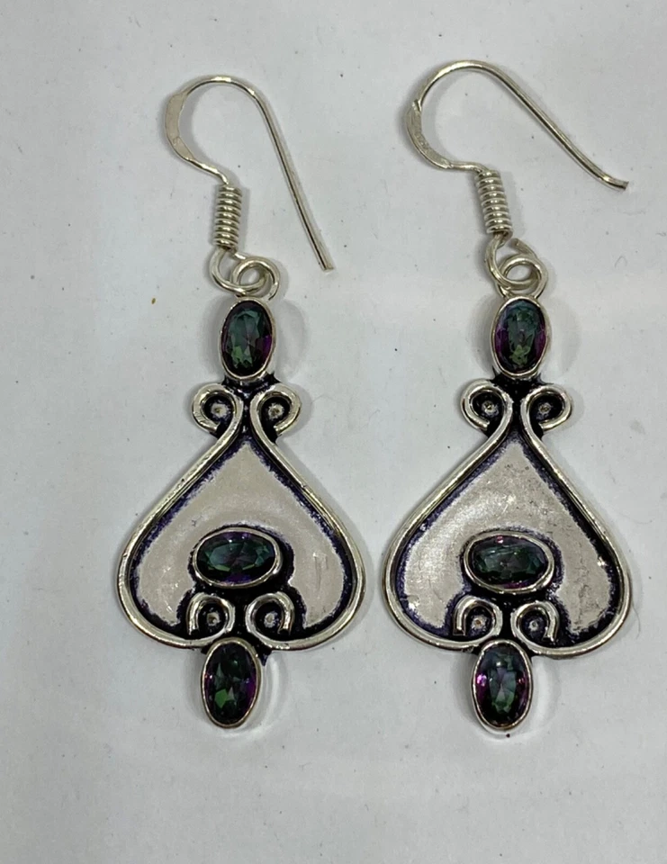 Preciosos pendientes colgantes/gotas de vidrio topacio místico Foto 2 de 4