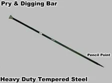 6 Ft Pry Digging Bar Heavy Duty Steel Pencil Point Plumber Spud Long Pinch Probe