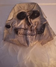 Scary Skull Mask With Attached White Hair
