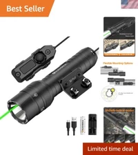 Rechargeable Mlok Tactical Flashlight with Green Laser - 1250 Lumens Brightness