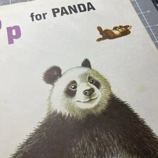 Vtg P Panda Rabbit 1960s Alphabet Print Wall Art 9 X 12 “