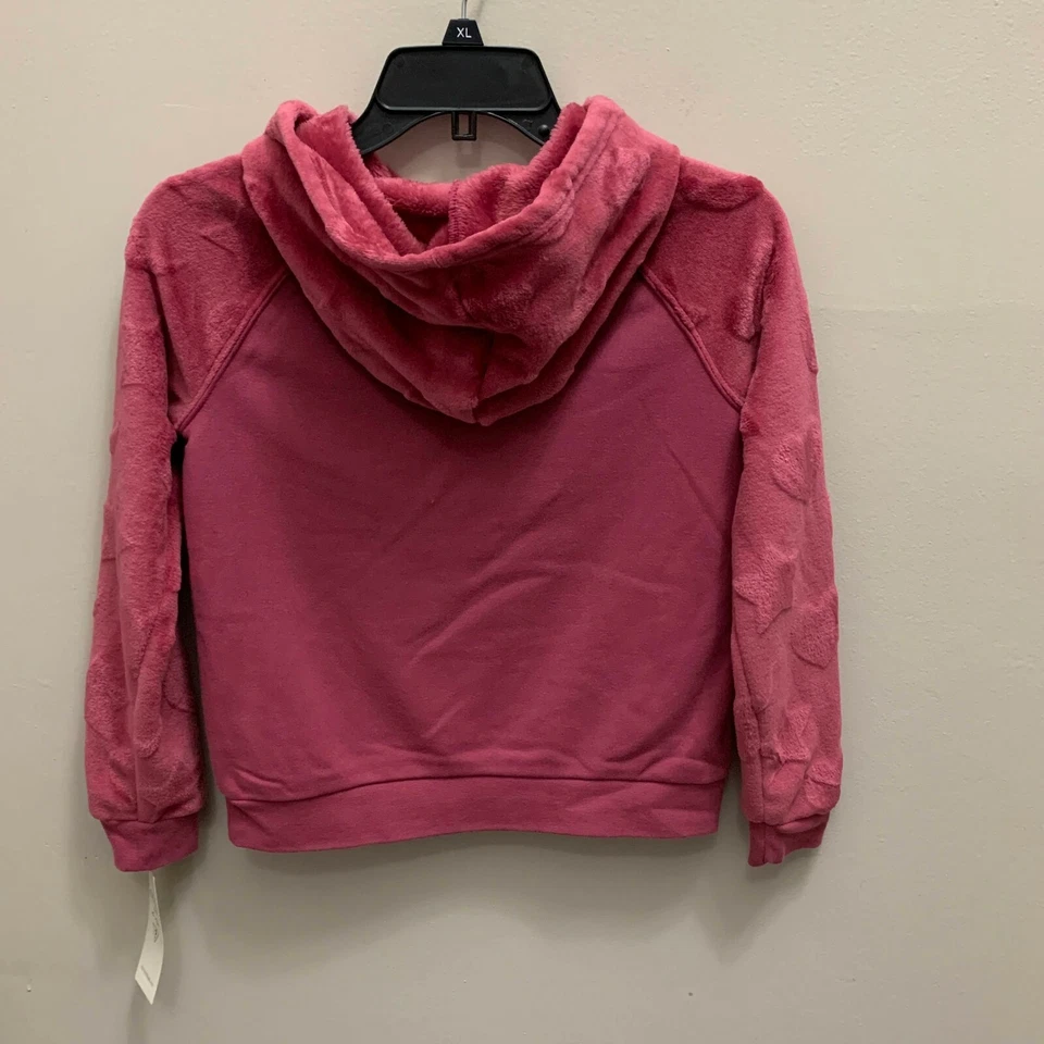 NEW Size L(14) GUESS Jacket Hoodie Girls Moon Stars Pink Faux Fur Hooded $42 Z1 - Image 3 of 4