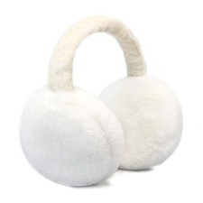 Earmuffs Women Winter Black Ear Muffs Foldable Fluffy Ear Warmers Girls White