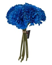 8 Head Artificial Carnation Flower Bunch x 24cm - Ivory Red Pink or Blue