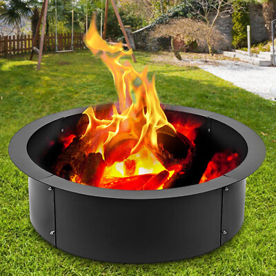 Fire Ring Round Heavy Duty Black DIY Backyard Fire Pit Rim Liner - 42